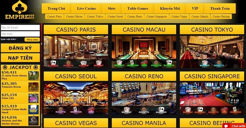 Link truy cập vào nhà cái Empire 777 casino mới nhất 